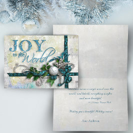 Jeweled aquamarine und silberne Weihnachtskarte Feiertagskarte