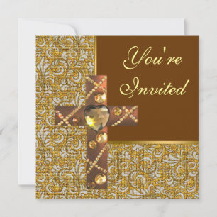 Jeweled Christian Cross Party Invitation Einladung