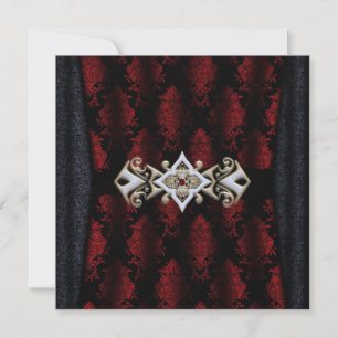 Jeweled Clip Damask Vampire Goth Wedding Einladung