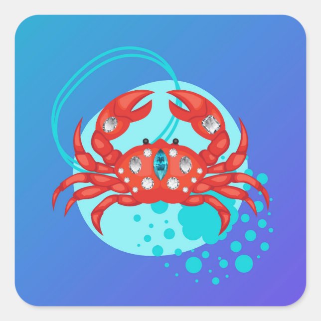 Jeweled Crab Quadratischer Aufkleber (Vorderseite)