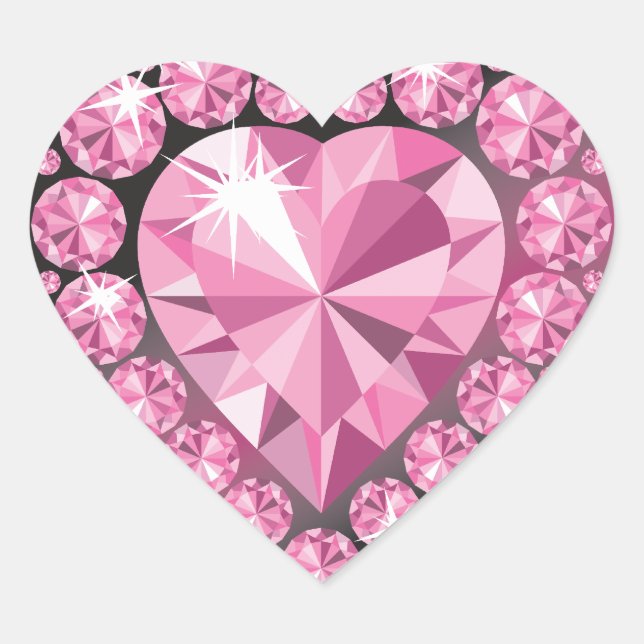 Jeweled Diamond Heart Shaped Sticker (Vorderseite)