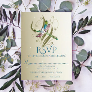 Jeweled Dragonfly Wedding RSVP Card