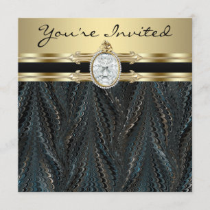 Jeweled Elegant Black Gold Frauen Geburtstagsparty Einladung