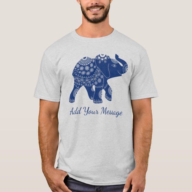 Jeweled Elephant Custom Message Graphic T-Shirt (Vorderseite)