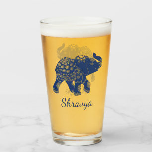 Jeweled Elephant Royal Blue Personalisiert Glas