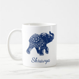 Jeweled Elephant Royal Blue Personalisiert Kaffeetasse