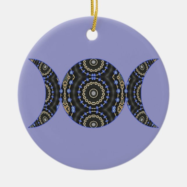 Jeweled Göttin heidnischer Wiccan dreifacher Mond Keramik Ornament (Vorne)