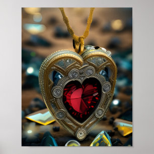Jeweled Heart Amulet Poster