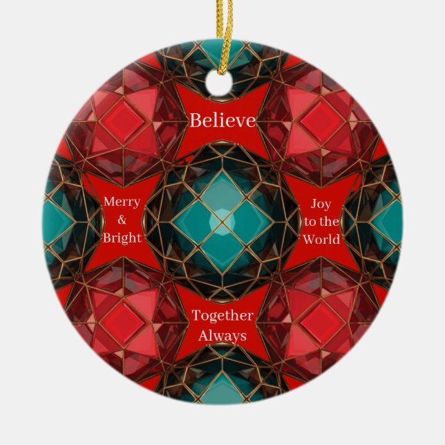Jeweled Kaleidoscope Christmas Keramik Ornament (Vorne)