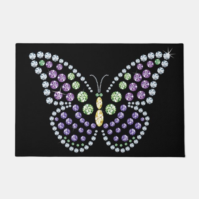 Jeweled Kristall Butterfly Rug Fußmatte (Vorderseite)