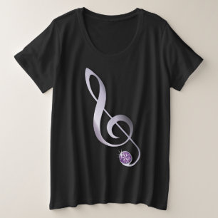 Jeweled Kristall Musiknote Große Größe T-Shirt