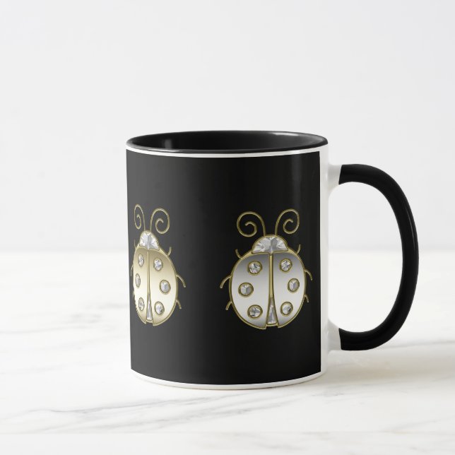 Jeweled Ladybugs Gold Silver Diamond Tasse (Rechts)