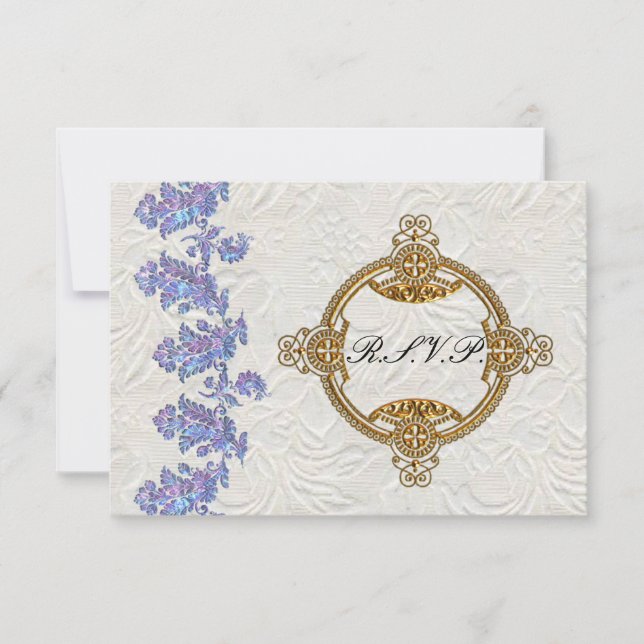 Jeweled Lavender Blätter Wedding RSVP Karte (Vorderseite)