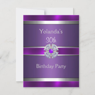 Jeweled Lila Silver Trim 30. Geburtstag Party 3 Einladung