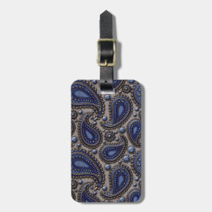 Jeweled Paisleyblau und -GRAU Gepäckanhänger