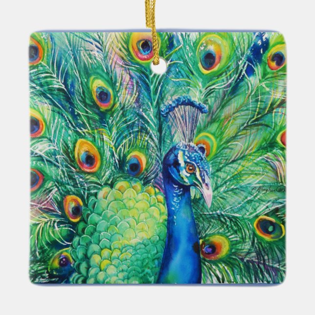 Jeweled Pfau-Verzierung Keramikornament (Vorderseite)