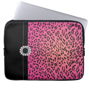 Jeweled Pink-Leopard-Laptop-Abdeckungs-Hülse Laptopschutzhülle