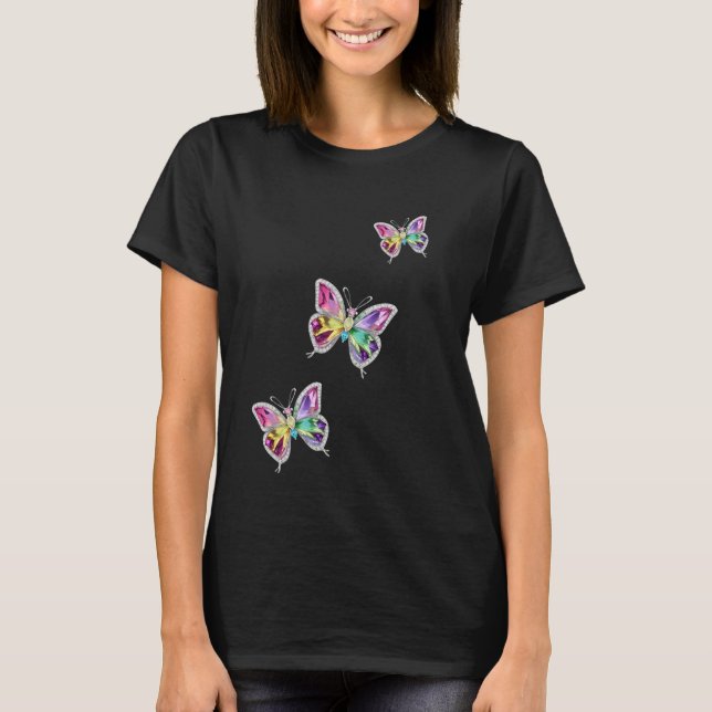 Jeweled Rainbow Kristallbutterfliegen T-Shirt (Vorderseite)