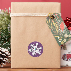 Jeweled Snowflake Maroon Round Envelope Sticker