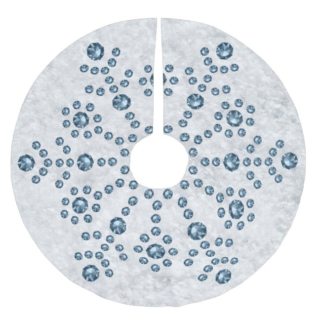 Jeweled Snowflake Tree Skirt Polyester Weihnachtsbaumdecke (Vorderseite)