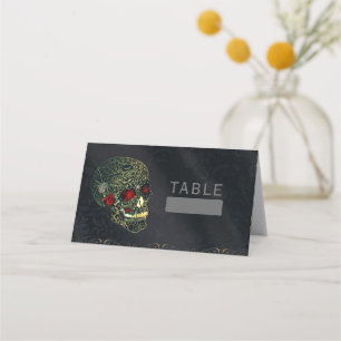 Jeweled Spider Skull & Rose Glam Gothic Party Platzkarte