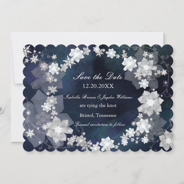 Jeweled Wreath Glam Winter Wedding Save the Date (Vorderseite)