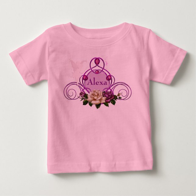 Jewelen Fairy Frame Pink Baby Tutu Bodysuit T-shirt (Vorderseite)