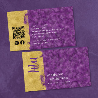 Jewelier Amethyst Gold Brush QR Code Social Media Visitenkarte