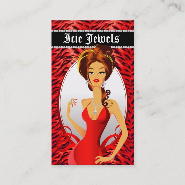 Jewelier Diamonds Red Zebra Heart Visitenkarte (Vorderseite)