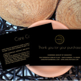 Jewelry Care Card Instructions with logo Black