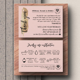 Jewelry Care White Chic Script Pink Thank You Card Visitenkarte