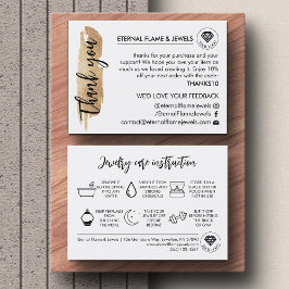 Jewelry Care White Chic Script Thank You Card Visitenkarte