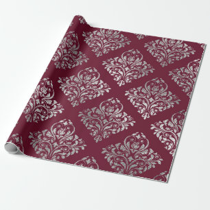 Jewelry Royal Damask Maroon Burgundy Vip Silver Geschenkpapier