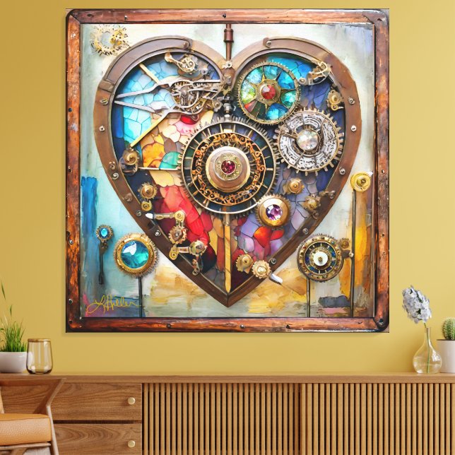 Jewels And Stained Glass Heart Steampunk Series Leinwanddruck (Insitu (Wohnzimmer))