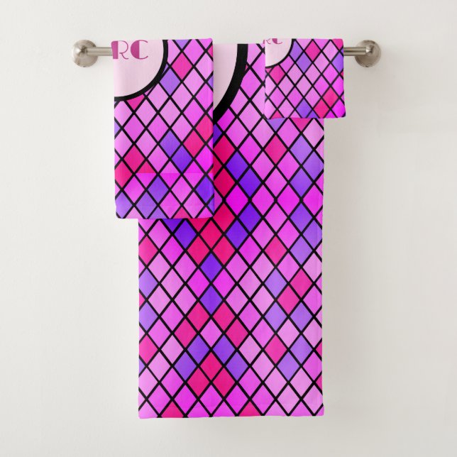 Jeweltone Diamonds Personalisiert Badhandtuch Set (Insitu)