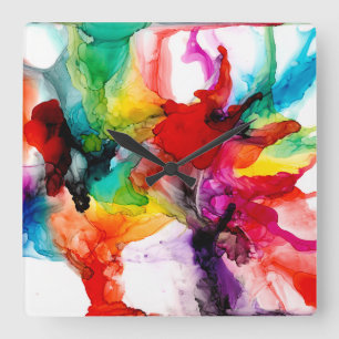 Jeweltone Prism - Wasserfarbe Quadratische Wanduhr