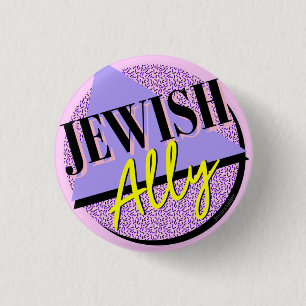 Jewish Ally Lila Yellow 90er Jahre Memphis Style Button