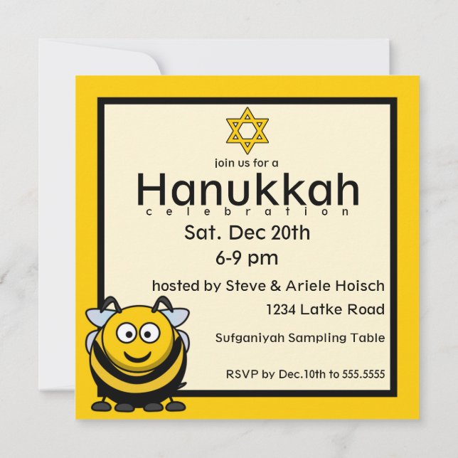 Jewish Bee Star von David Hanukkah Einladung (Rückseite)
