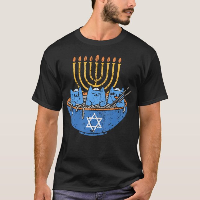 Jewish Cats Ramen Kitten Anime Hanukkah 	 - Unisex T-Shirt (Vorderseite)