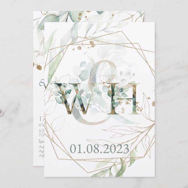 Jewish Chuppah Eucalyptus Gold Customizing (Vorne/Hinten)