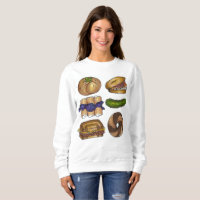 Jewish Deli Foods Bagel Blintz Pickle Sweatshirt