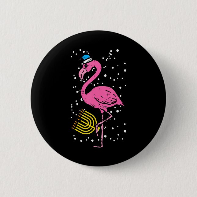 Jewish Flamingo Menorah Bird Lover Hanukkah Button (Vorderseite)