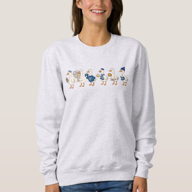 Jewish Holiday Hanukkah Funny Goose Sweatshirt (Vorderseite)