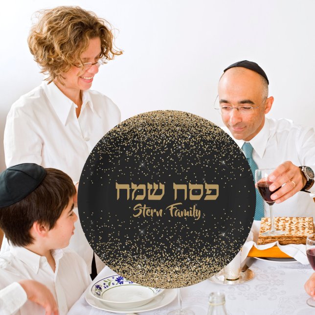 Jewish Holiday Party Black and Gold Passover Pappteller (Von Creator hochgeladen)