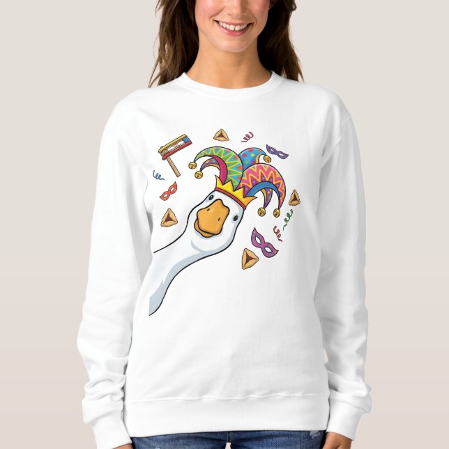 Jewish Holiday Purim Funny Goose  Sweatshirt (Vorderseite)
