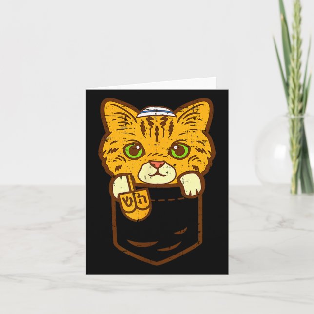 Jewish Kitten Cket Cat Menorah Hanukkah Pajamas Ch Karte (Vorderseite)