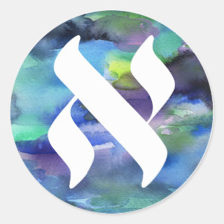 Jewish Language Project Logo Alef WatercoloSticker Runder Aufkleber