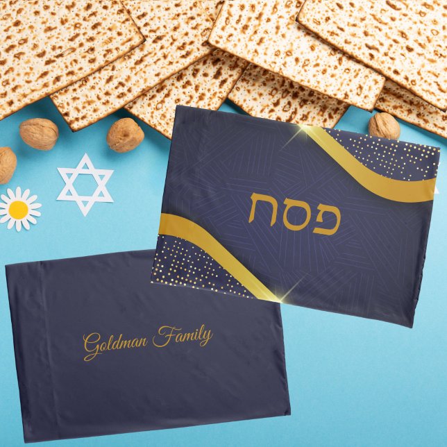 Jewish Passover Blue und Gold Kissenbezug (Von Creator hochgeladen)