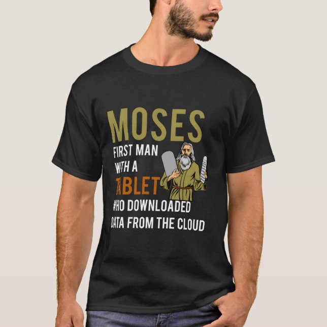Jewish Passover Moses Tablet Data Cloud Computing T-Shirt (Vorderseite)