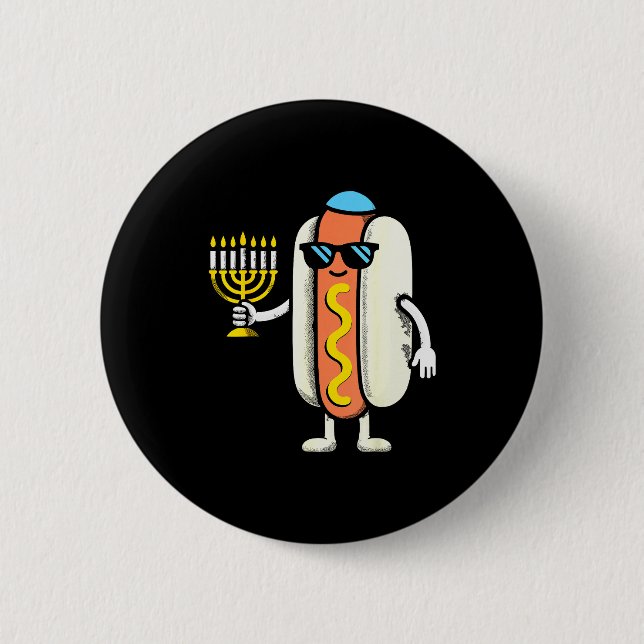 Jewish Pjs Hotdog Funny Food Hanukkah Pajamas Chan Button (Vorderseite)